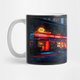 London City Street View At Night In Neonlight / London, England Mug